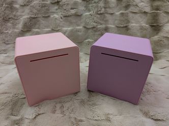 NEW Plastic Cube Piggy Banks x2