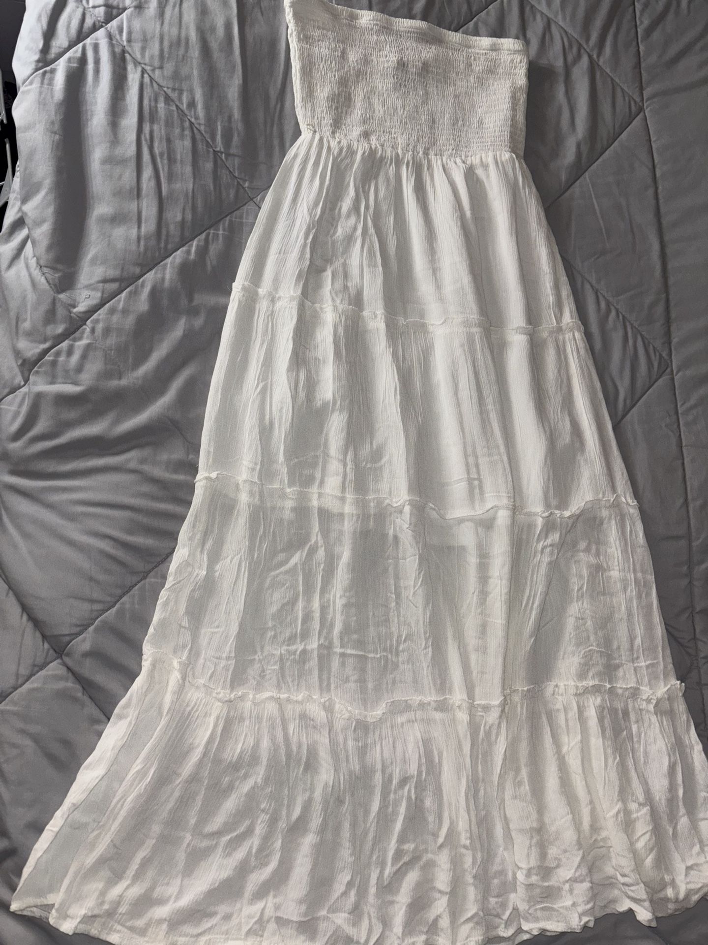 White Strapless Maxi Dress