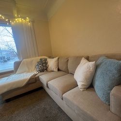 ( DELIVERY AVAILABLE)Beige, Sectional Couch