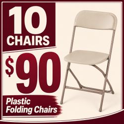 Beige plastic folding chairs