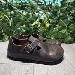 Birkenstock London Size EU 40 Men 7 Women 9 Brown Leather Comfort Shoes