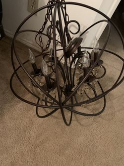 Beautiful crystal and metal orb chandelier! Like new!