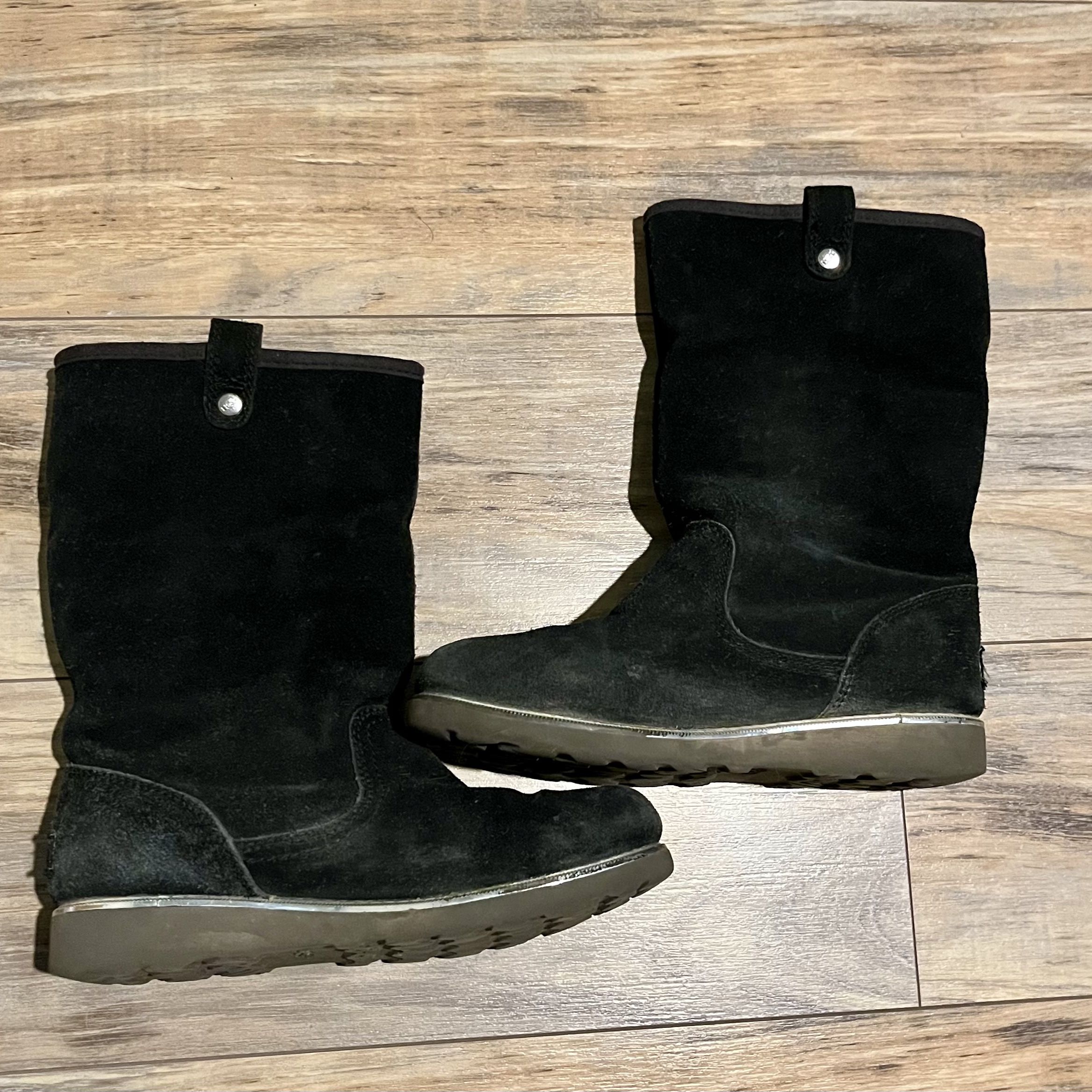 Ugg Black Suede Mid-Calf Winter Boots