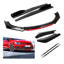 Black & Red Universal Front Bumper Spoiler Kit