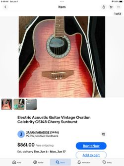 Beautiful Rare Vintage Ovation Celebrity CS 148 With OEM Ovation 
