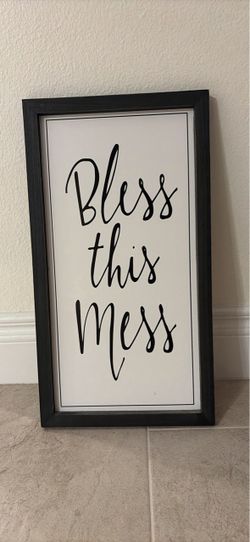 Bless This Mess Framed Wall Sign