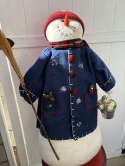 Plush Fabric Standing Snowman - 3ft Tall