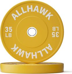Colorful Olympic Bumper Plates, 2-inch Stainless Steel Insert, Virgin Rubber Weight Plate Set for Barbell Weight Lifting and Strength Training Home Gy