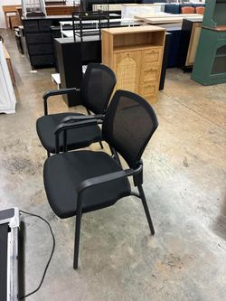 DUMOS Black Stackable Arm Reception Chairs with Mesh Back and Upholstered Fabric Cushion, Sturdy Metal Frame, Easy to Store and Use, Perfect