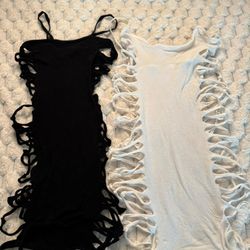 Nylon Stretch Dress With Cut Outs. 