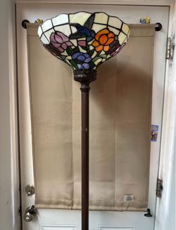 tiffany style Stained Glass Floral Hummingbirds floor lamp 71"tall
