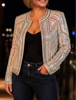 St. John Evening Marie Gray Sz 4 Embellished Art Deco Statement Jacket