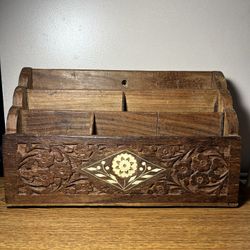 VINTAGE Hand carved 70’s Letter Holder