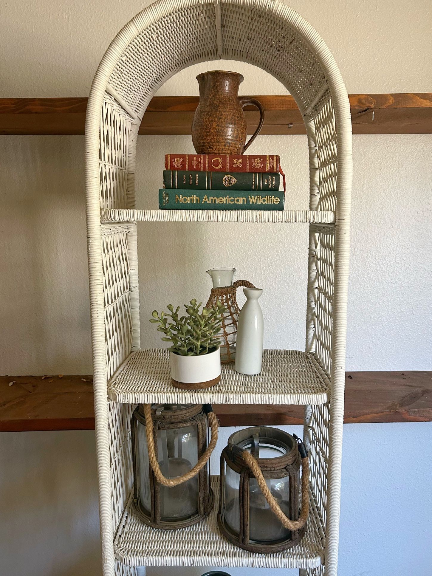 Vintage Arch Rattan Shelf Bookcase 