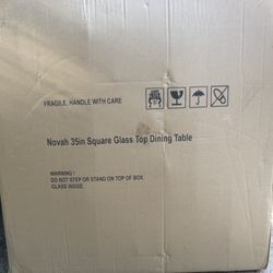 BRAND NEW NOVAH 35in SQUARE GLASS TOP PATIO TABLE