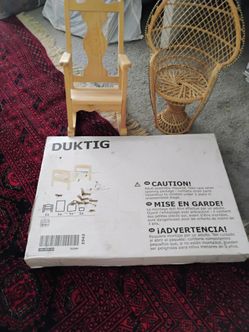 New in box wooden Doll bed Doll racking chair doll wicker chair pickup only cash