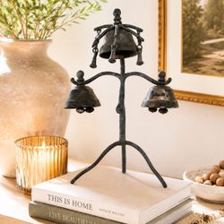 Vintage Victorian Primitive Mounted Sleigh Bell Ensemble Decor Bell Tree Sculpture Rare Bells 