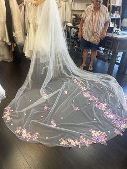 Purple Floral Veil