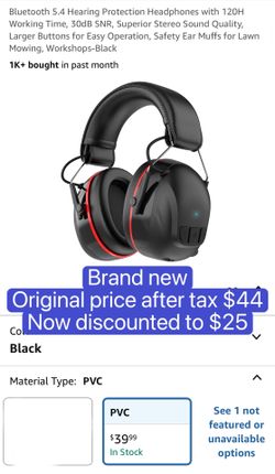 Bluetooth 5.4 Hearing Protection Headphones with 120H Working Time, 30dB SNR, Superior Stereo Sound Quality, Larger Buttons for Easy Operation, Safety