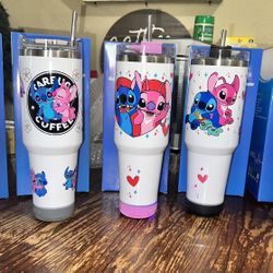 40oz Stitch Bluetooth Tumblers Stainless Steel With Charger And  Removable Speaker 