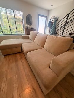 Beige Sectional Sofa with Chaise