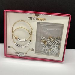 Steve Madden Alphabet Hoop Earings And Bracelet Set