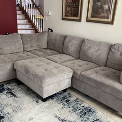 COSTCO Beige Chemille Sectional Couch 