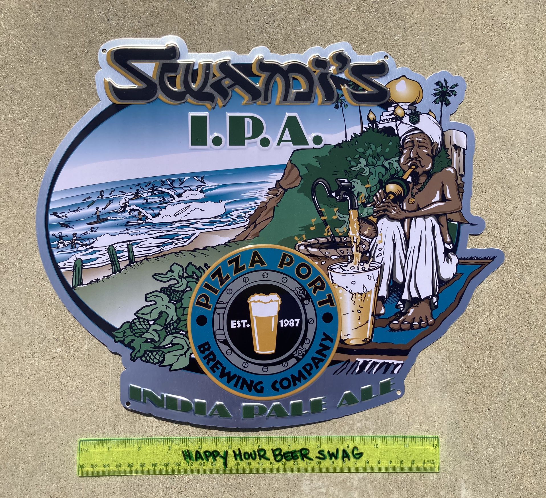 🔥 Rare Mint Condition Pizza Port Swami’s IPA Metal Beer Bar Tin Sign 