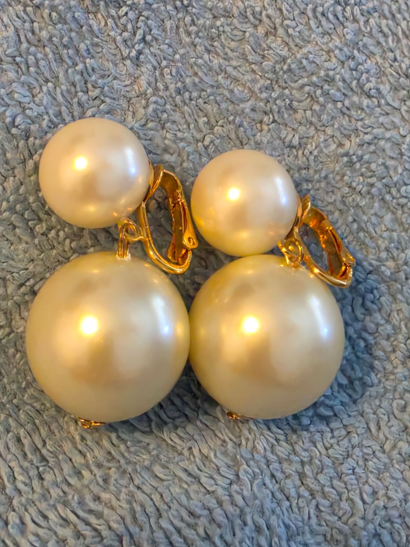 Kenneth Lane double faux pearl clipon earrings