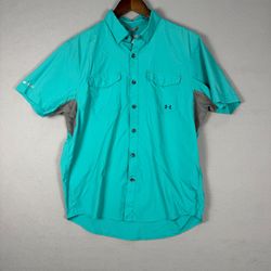 Under Armour Men's Medium Button-Up Shirt Turquoise