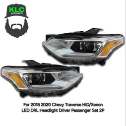 For 2018 2020 Chevy Traverse HID/Xenon LED DRL Headlight Driver Passenger Set 2P