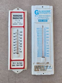 2 Original Phoenix AZ Vintage Metal Thermometer Mancave Patio