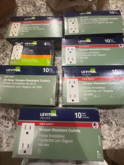 Leviton Decora tamper-resistant electrical receptacles/outlets.