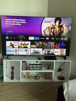 65-inch TCL S4 Series 4K LED Smart TV + Adjustable Media Console (White) Bundle