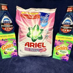 Cleaning & Laundry Bundle – Dawn Powerwash, Ariel, Gain (5 Items)