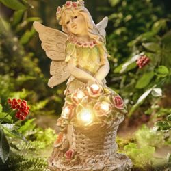 Solar Angel Décor for Patio, Yard Decorations Outdoor with 6 LEDs - 12.2 Inches