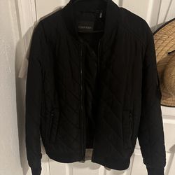 Calvin Klein Quilted Bomber Jacket Mens Black Casual Size Small 