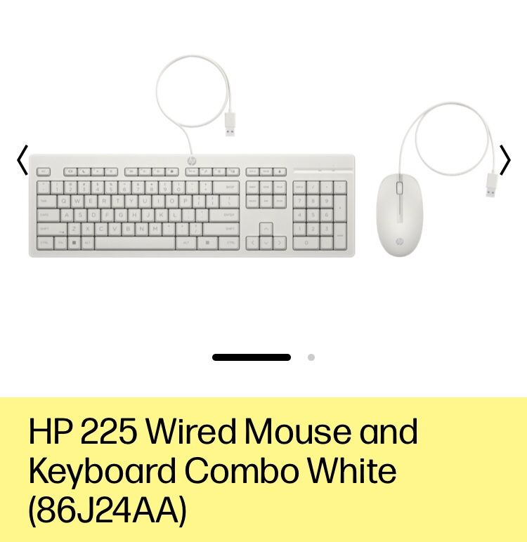 [NEW] HP 225 White Wired Mouse Keyboard Combo