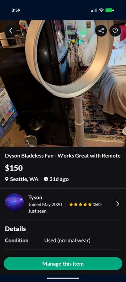 Dyson Bladeless Fan with Remote - works great!
