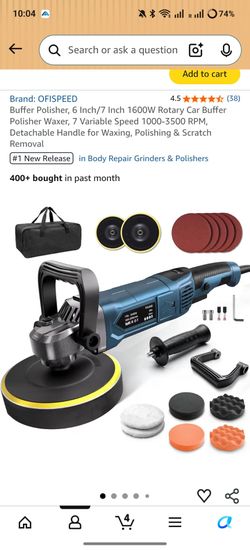 Buffer Polisher, 6 Inch/7 Inch 1600W Rotary Car Buffer Polisher Waxer, 7 Variable Speed 1000-3500 RPM, Detachable Handle for Waxing, Polishing & Scrat