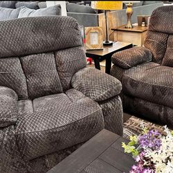 OM• $38 Initial • Brand New// Manual Reclining  Bravo2 Piece Sofa And Loveseat 