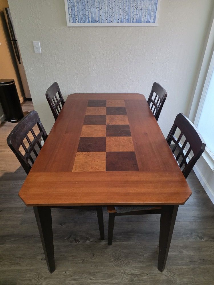 Solid Wood Dining Table with Chairs