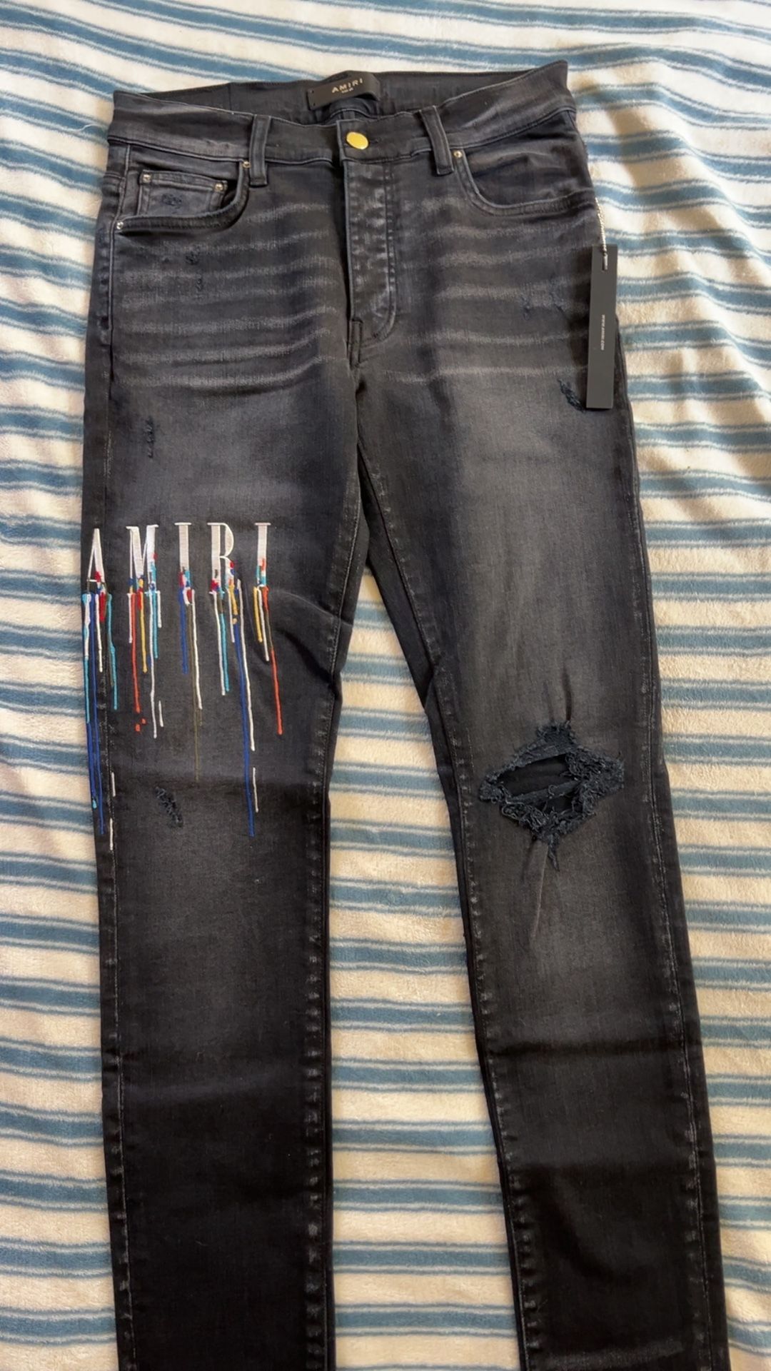 Amiri Paint Drip Logo Jeans
