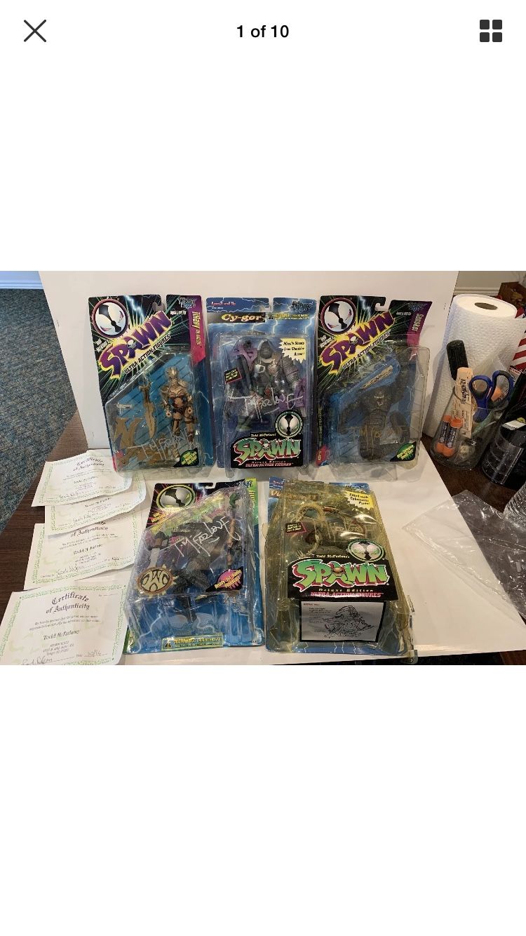 Spawn Comic Action Figure collection! All Signed by Creator Todd McFarlane! From 1996 Spawn Tour! New Movie coming soon!