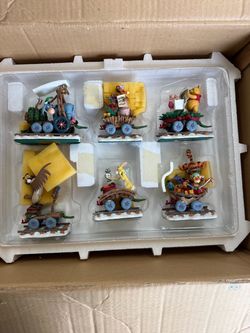 Danbury Mint Disney Eeyore Holiday Train Winnie Pooh Christmas 6 Pc Set Box