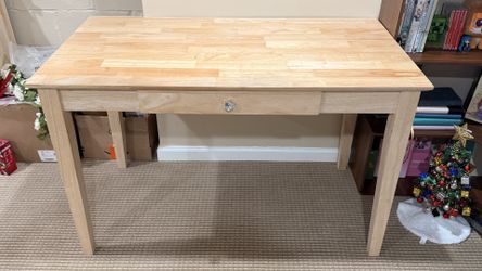 Unfinished Wooden Desk Table with Drawer