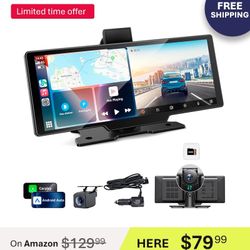 Carplay Screen for Car with 4K Front Rear Dash Cam 