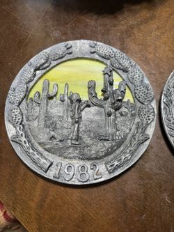 Vintage Michael Ricker Pewter Wall Art – Limited Edition 1982 & 1983 Christmas Plaques