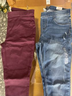 JUSTICE GIRLS JEAN LEGGINGS SZ 16 PLUS SET OF 2 NWT