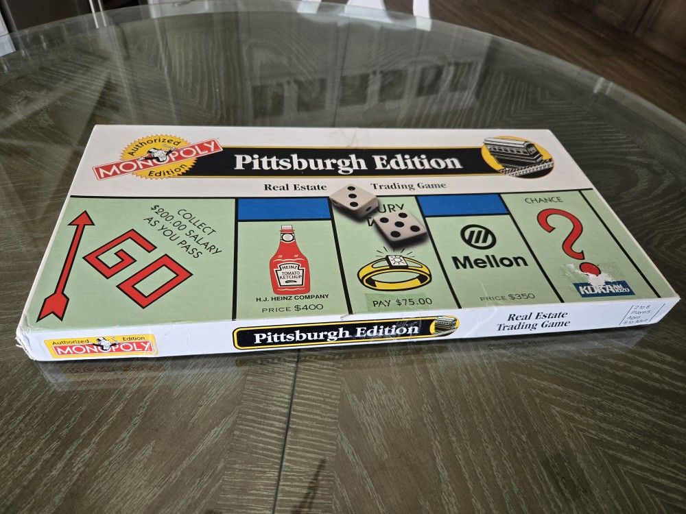 1996 PITTSBURGH EDITION Monopoly Game Board